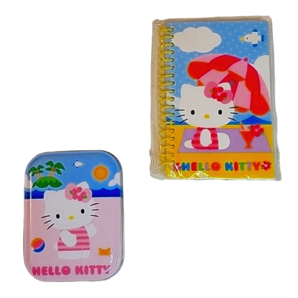 NWT Sanrio Hello Kitty Bundle: Glitter Journal/Mini Spiral Notebook & Metal Tin